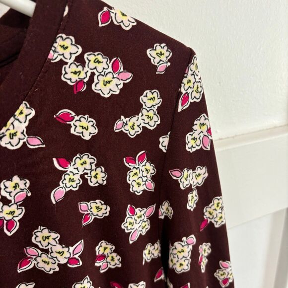 Kate Spade New York Women's Henley Pajama Top Sleep Shirt Red Floral Medium - Picture 2 of 7